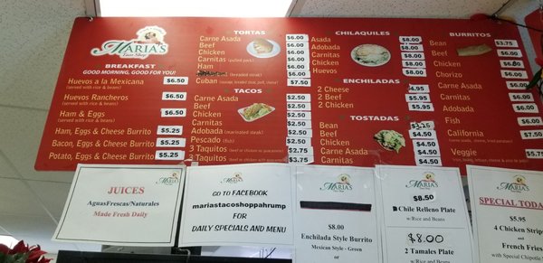 Menu photo 6 Maria's Taco Shop Pahrump, NV