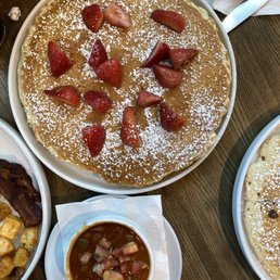 Holy frijoles and strawberry pancake