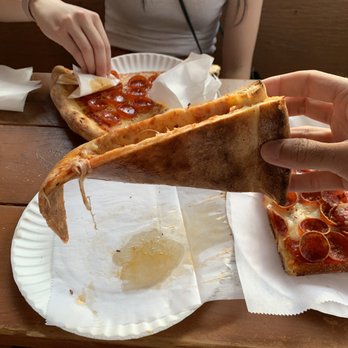 Rosa's Pizza - Brooklyn Flop ™ . Dabbing off oil. - Pizza Near Me - Brooklyn, New York Rosa's Pizza - Brooklyn Flop ™ . Dabbing off oil. - Pizza Near Me - Brooklyn, New York