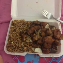 The chicken is so good it's all white meat nice and soft with great flavor the rice is old school it actually done with egg The chicken is so good it's all white meat nice and soft with great flavor the rice is old school it actually done with egg