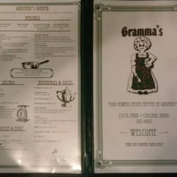 Gramma's Homestead Restaurant - Menu: cover and dinner