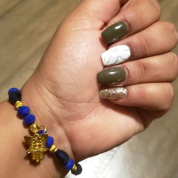 Nailed It Spa - Acrylic nails with Gell polish :) marble design so cute - Nail Salons Near Me - Tarzana, California