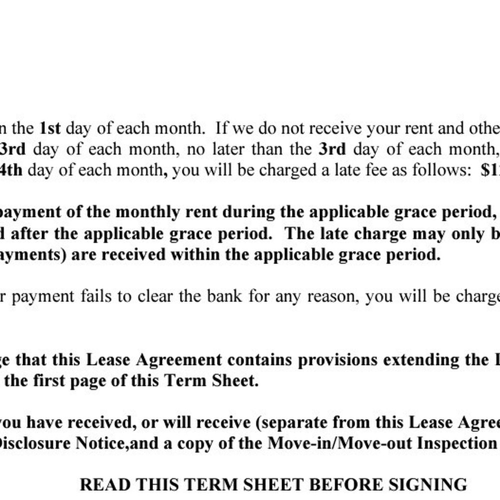 Rental agreement fees for late payments Rental agreement fees for late payments