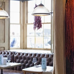 Seating in the window looking out on Albion place