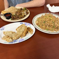 Dynasty Cuisine - Wontons, chicken fried rice, peppered steak