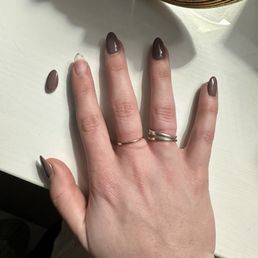 Got my nails done Thursday, whole nail popped off on Friday. 24 hours later. Got my nails done Thursday, whole nail popped off on Friday. 24 hours later.