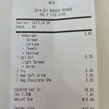 In-N-Out Burger - Anytime we can get food for 2 people for under $20 is a win! - Fast Food Near Me - Orange, California In-N-Out Burger - Anytime we can get food for 2 people for under $20 is a win! - Fast Food Near Me - Orange, California