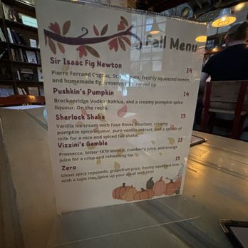 Kibbitznest Books, Brews & Blarney - Fall menu - Cocktail Bars Near Me - Chicago, Illinois
