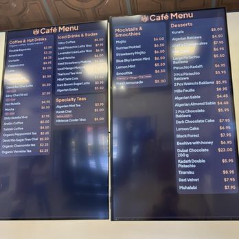 Meza n Moka - Cafe menu top of register - Mediterranean Near Me - Livermore, California
