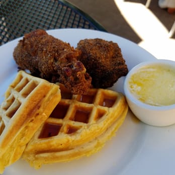 Hamiltons' At First and Main - Chicken and waffles, wasn't bad. Decent size. Could have used something else .. maybe salad or fruit - New American Near Me - Charlottesville, Virginia Hamiltons' At First and Main - Chicken and waffles, wasn't bad. Decent size. Could have used something else .. maybe salad or fruit - New American Near Me - Charlottesville, Virginia
