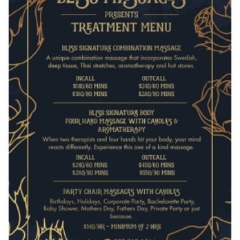 Bliss Massages - Our Menu - Massage Therapy Near Me Bliss Massages - Our Menu - Massage Therapy Near Me