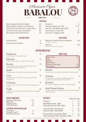 Menu photo 1 Pizzeria Babalou Paris, 75 Menu photo 1 Pizzeria Babalou Paris, 75