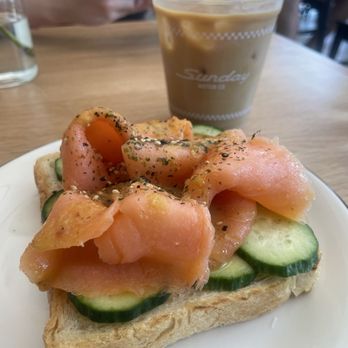 Sunday Motor - Salmon Toast & Almond Milk Latte - Cafes Near Me - West Palm Beach, Florida Sunday Motor - Salmon Toast & Almond Milk Latte - Cafes Near Me - West Palm Beach, Florida