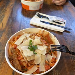 Fettuccine, Red Sauce, Crispy Chicken, Parmesan