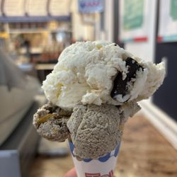Small sugar cone: banana chip (top); espresso (bottom)