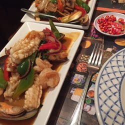 Limehouse Thai restaurant - Pad Talay (bottom) and Sliced Beef with Black Bean Sauce (top). Again - delicious dishes.