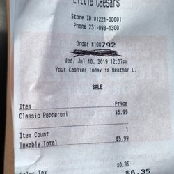 Little Caesars Pizza - Tab, store # and telephone #