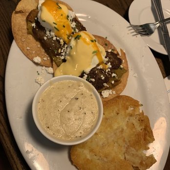 Nectar Old Town Bluffton - * Tostada with spicy sausage and a side of sausage gravy (absolutely delicious) - Southern Near Me - Bluffton, South Carolina Nectar Old Town Bluffton - * Tostada with spicy sausage and a side of sausage gravy (absolutely delicious) - Southern Near Me - Bluffton, South Carolina