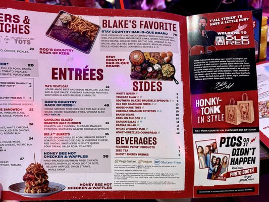 Menu photo 1 Ole Red Las Vegas, NV