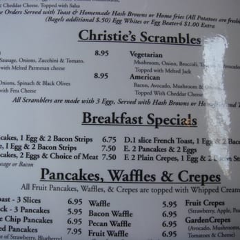Christie's - Christie scrambles, breakfast specials, waffles pancakes & crepes - Breakfast & Brunch Near Me - Burlingame, California Christie's - Christie scrambles, breakfast specials, waffles pancakes & crepes - Breakfast & Brunch Near Me - Burlingame, California