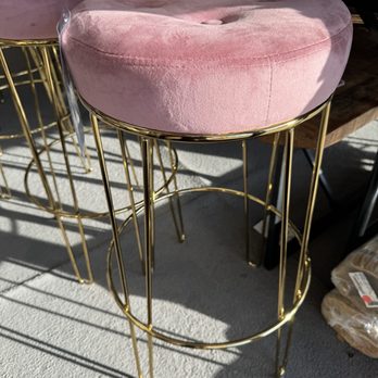 Omni Furniture Gallery - Pink velvet stool - Furniture Stores Near Me - Plano, Texas