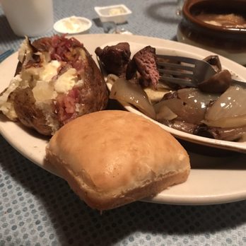 Clarksville Station - The steak tips in burgundy (but no burgundy, no Caramelized onions and button mushrooms. The baked potato tasted microwaved) - American Near Me - Roxboro, North Carolina Clarksville Station - The steak tips in burgundy (but no burgundy, no Caramelized onions and button mushrooms. The baked potato tasted microwaved) - American Near Me - Roxboro, North Carolina