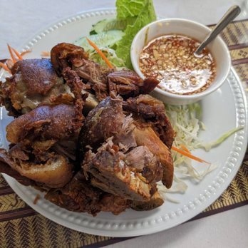 Bann Thai - a plate of food and a bowl of dipping sauce - Thai Near Me - Ewa Beach, Hawaii Bann Thai - a plate of food and a bowl of dipping sauce - Thai Near Me - Ewa Beach, Hawaii