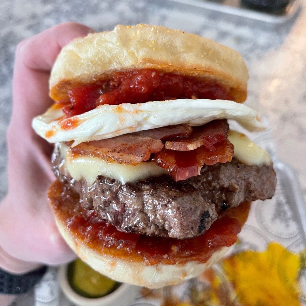 The Grocer's Table - All Day Breakfast Burger - Cafes Near Me - Wayzata, Minnesota
