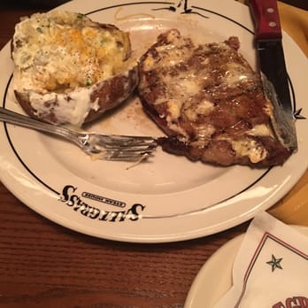 Saltgrass Steak House - Pat's 12oz ribeye and loaded baked potato. - Steakhouses Near Me - Lubbock, Texas Saltgrass Steak House - Pat's 12oz ribeye and loaded baked potato. - Steakhouses Near Me - Lubbock, Texas