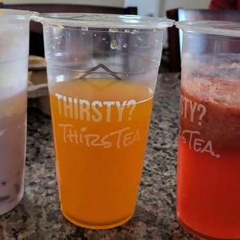 ThirsTea - Taro marble slush, passion fruit green tea and strawberry green tea - Bubble Tea Near Me - Temecula, California
