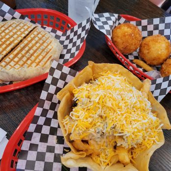 Bom Bom Grill - The Bom Bom trifecta: BB balls, BB fries w/beef, and BB wrap w/chix. - Asian Fusion Near Me - Bellflower, California Bom Bom Grill - The Bom Bom trifecta: BB balls, BB fries w/beef, and BB wrap w/chix. - Asian Fusion Near Me - Bellflower, California