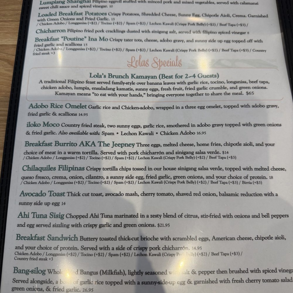 Lolas By MFK - Inside menu - Filipino Near Me - West Covina, California Lolas By MFK - Inside menu - Filipino Near Me - West Covina, California