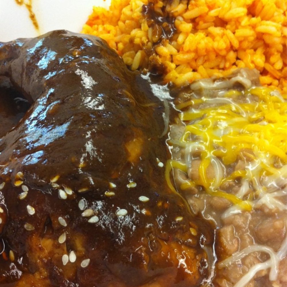 Skyworks Café - Chicken Mole with rice and beans. - American Near Me - Irvine, California Skyworks Café - Chicken Mole with rice and beans. - American Near Me - Irvine, California