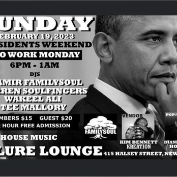 Allure Lounge - a black and white photo of president obama - Lounges Near Me - Newark, New Jersey