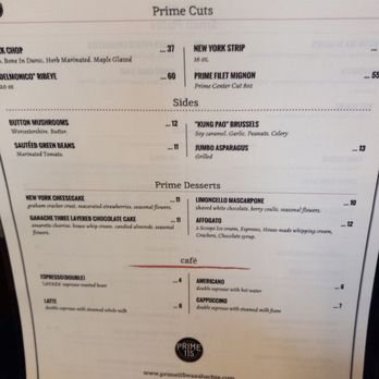 Prime 115 - Lunch menu 2/17/2024 - Steakhouses Near Me - Waxahachie, Texas