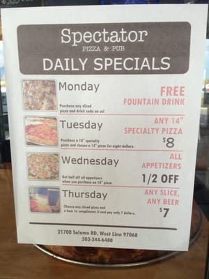 Menu photo 6 Spectator Pizza & Pub West Linn, OR Menu photo 6 Spectator Pizza & Pub West Linn, OR