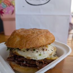 Garlic Steak egg sandwich Garlic Steak egg sandwich