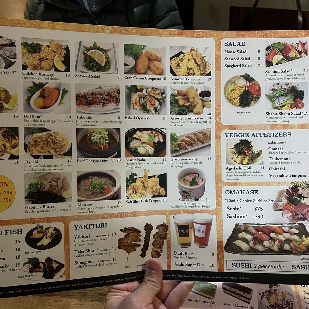 Miyabi Restaurant - Menu! WOW!! - Japanese Near Me - Tukwila, Washington