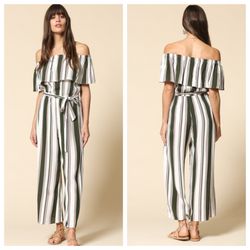 Pauline's Fashions - We love this off the shoulder striped romper!