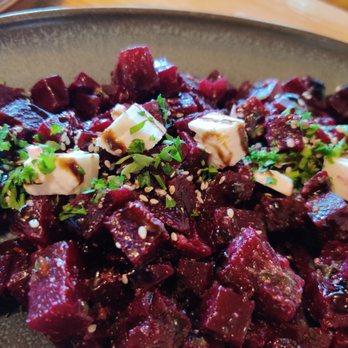Barrel House Korchma - Beet salad with feta.  Bright clean flavours - Ukrainian Near Me - Toronto, Ontario