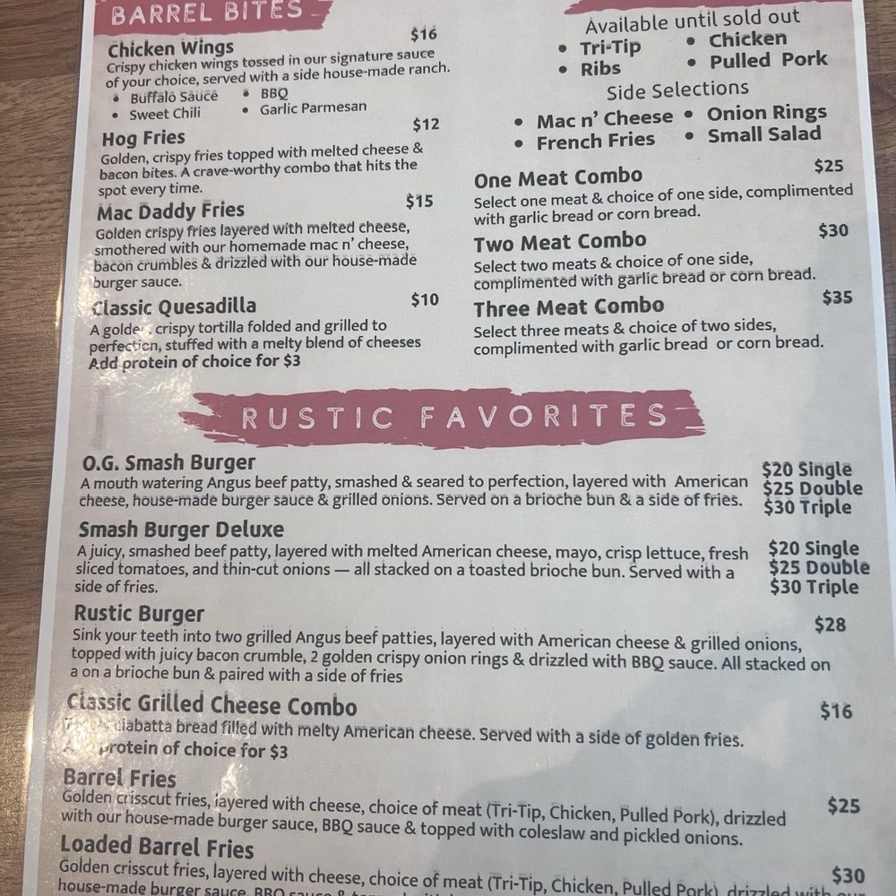 The Rustic Barrel - Menu - Beer Bar Near Me - King City, California