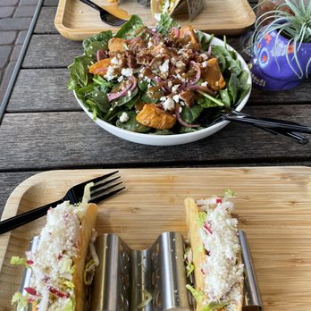 Turco Taco - Chicken tacos, veggie taco and sweet potato salad. - Tacos Near Me - Naples, Florida