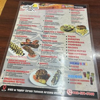 Sushi Y Tacos Del Valle - Menu without prices - Tacos Near Me - Tolleson, Arizona Sushi Y Tacos Del Valle - Menu without prices - Tacos Near Me - Tolleson, Arizona