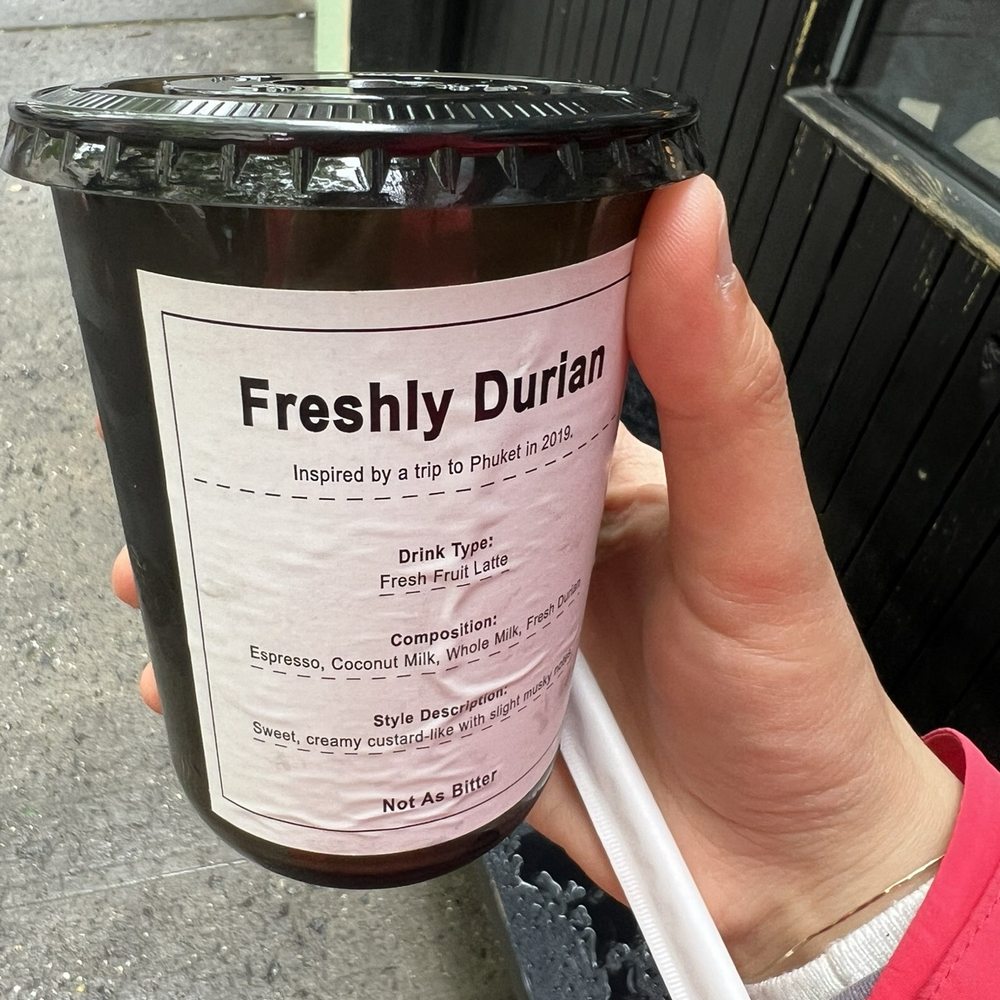 Not As Bitter - Durian Latte - Coffee & Tea Near Me - New York, New York Not As Bitter - Durian Latte - Coffee & Tea Near Me - New York, New York