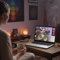 Jason Shivers Healing Arts - Person attending a one on one personal spiritual coaching session over zoom.