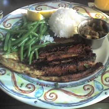Fins Bistro - Blackened Trout with Chipotle-Tomatillo Salsa (Camera Phone) - Seafood Near Me - Issaquah, Washington Fins Bistro - Blackened Trout with Chipotle-Tomatillo Salsa (Camera Phone) - Seafood Near Me - Issaquah, Washington