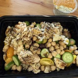 The Farm - Mediterranean bowl with quinoa and added chicken. Super delicious!