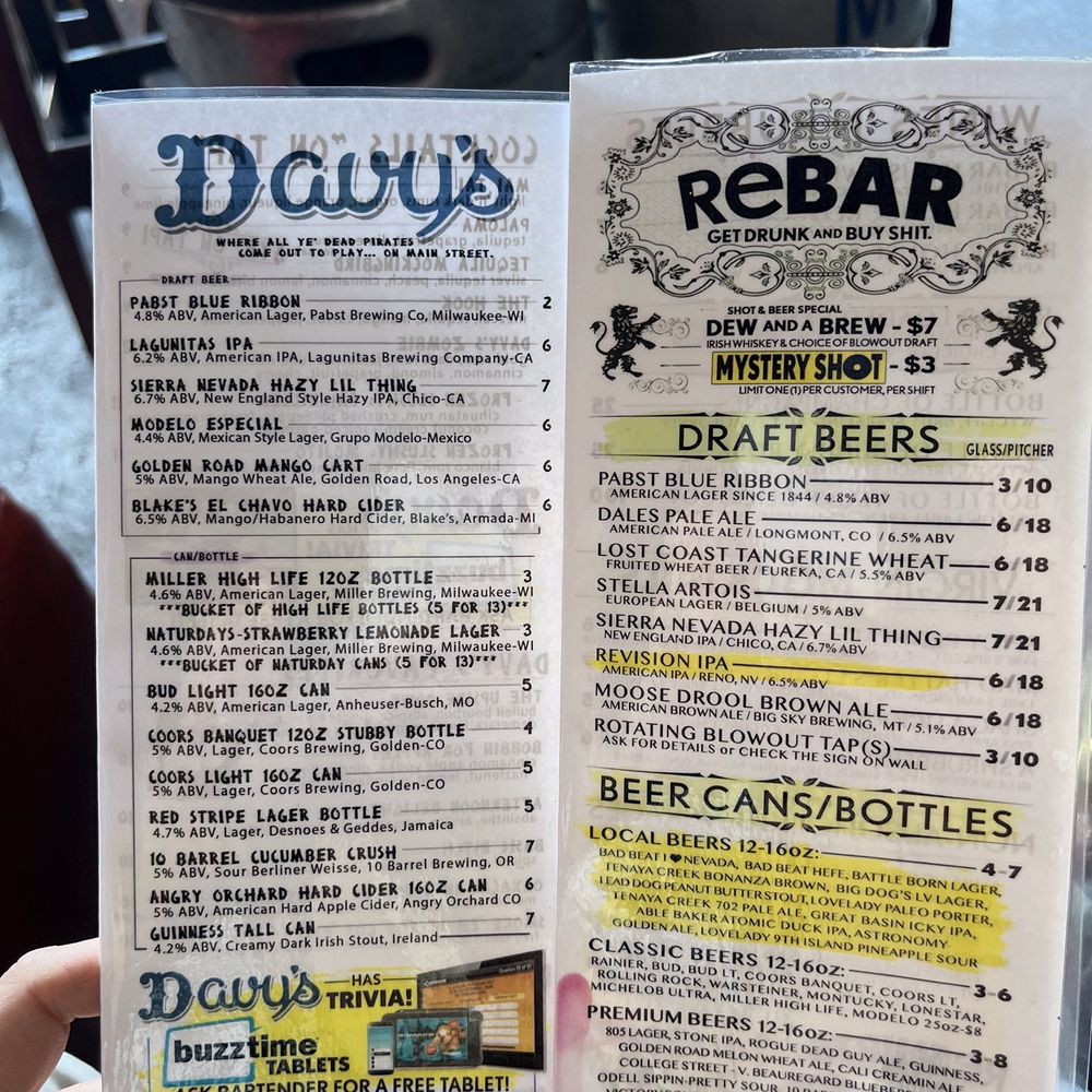 Davy’s - Drink menus - Bars Near Me - Las Vegas, Nevada