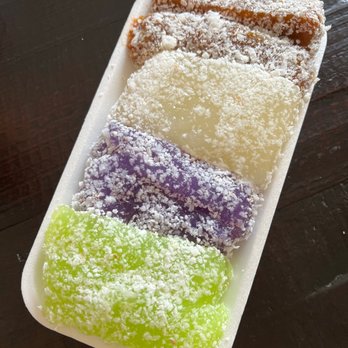 Arko Foods - Pitsi Pitsi - Pandan, Ube, Regular and I think brown sugar? Great texture and my favorite was the pandan - Filipino Near Me - Glendale, California Arko Foods - Pitsi Pitsi - Pandan, Ube, Regular and I think brown sugar? Great texture and my favorite was the pandan - Filipino Near Me - Glendale, California