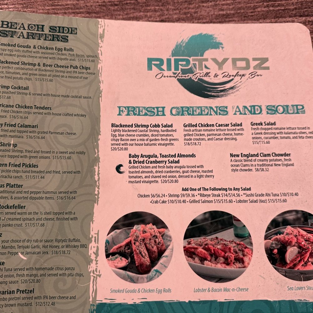 RipTydz - Menu from August 2025 (2 of 4) - Seafood Near Me - Myrtle Beach, South Carolina